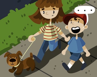 Ilustración personalizada para libros infantiles, ilustración individual, obra de arte plana personalizada.