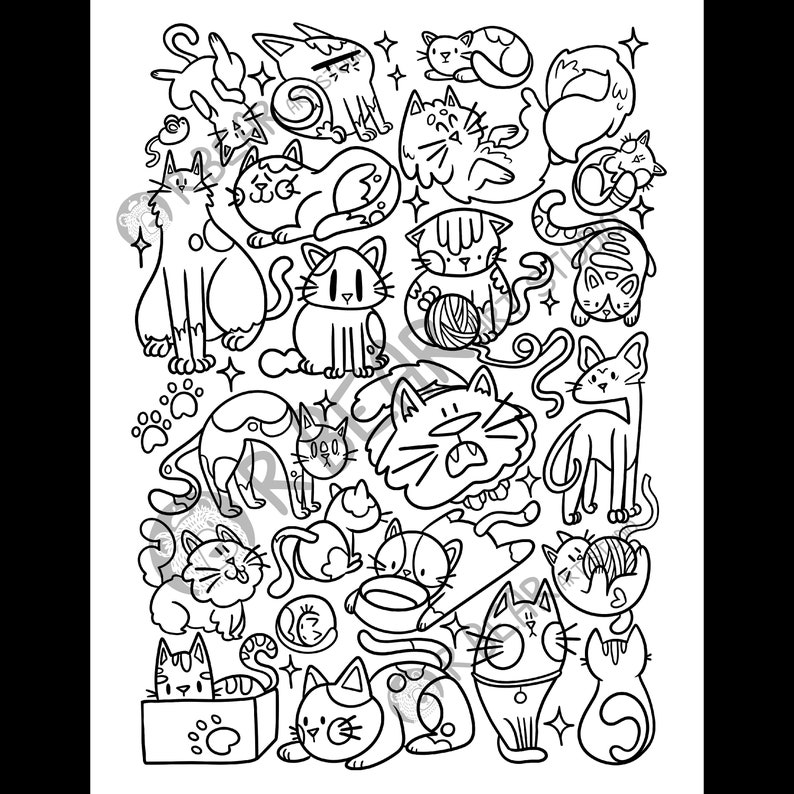 Cat Coloring Page, Coloring Page, Instant Download - Etsy