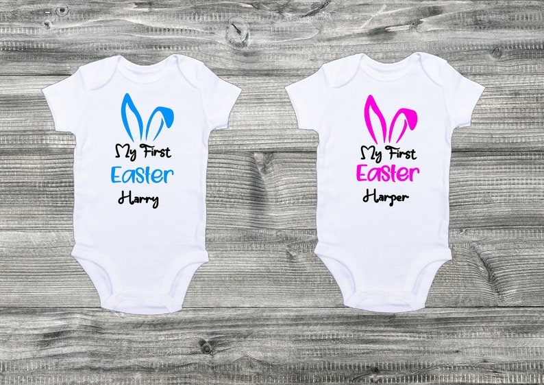 Personalised My First 1st Easter Baby Grow Bunny Bodysuit Fun Vest Babygrow Gift