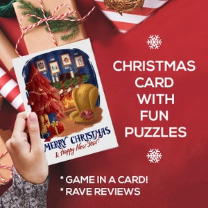Christmas Card Escape Room Mini Puzzle Game in a Premium Greeting Happy New Year Card