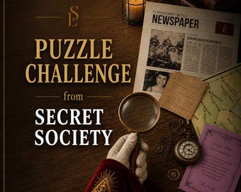 Puzzle Game for Holidays - Secret Society "Intro to Mysteries". Tabletop Escape Room. Father's Day Gift, Date Night Activity Birthday Party