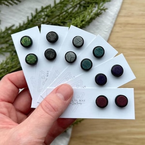 Handmade Matte Studs: Polymer Clay Gothic Jewelry, Titanium Post