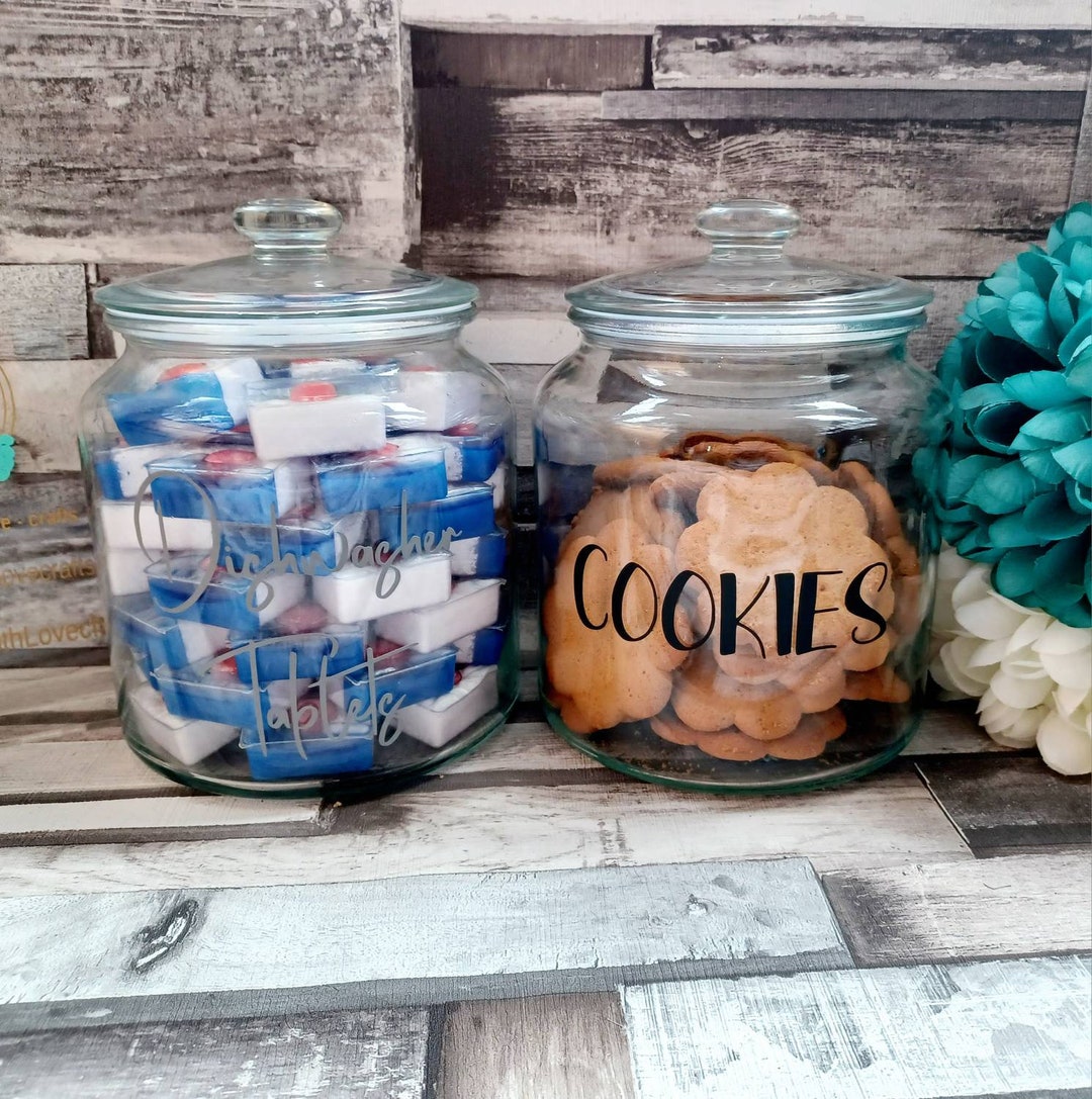 Customised Laundry Jar, Dishwasher Tablet Storage Jar, Cookies Glass