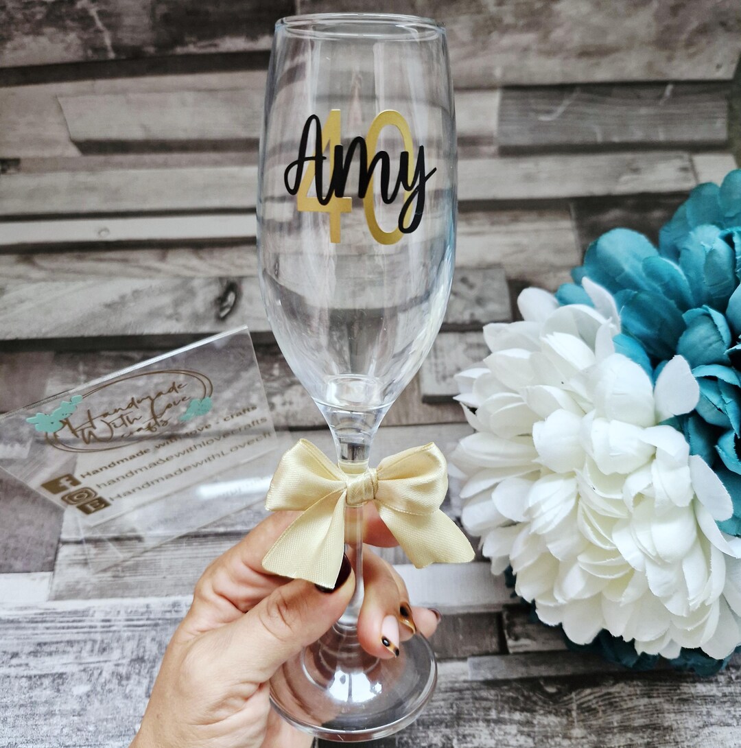 Initial Glass Personalised Initial Glass, Initial Prosecco Flute, Personalised ...