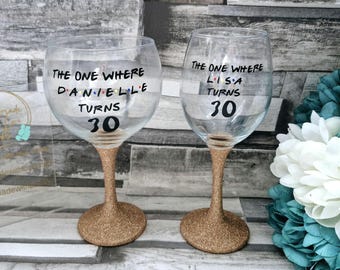 The One Where, Personalised Friends Inspired Glass, Personalised Glitter Glasses, Friends Gift, Birthday Gift, Gift for her,Personalisd Gift