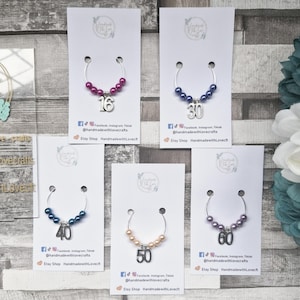 Special Birthday Wine Glass Charm, 21st, 18th, 30th, 40th, 50 60th Wine Glass Charms, Age Drink Charm, Drink Accessories, Birthday Accessory