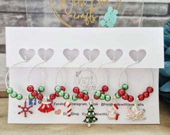 Christmas Wine Glass Charms, Wine Glass Charms, Christmas Drinks Charm, Christmas Accessories, Glass Charm, Christmas Table Settings, Gifts