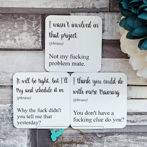 Work Phase Defination Coaster, Funny Work Coaster, Novelty Work Coaster, Colleague Gift, Office Coaster Gift, Birthday Gift, Sweary Coaster