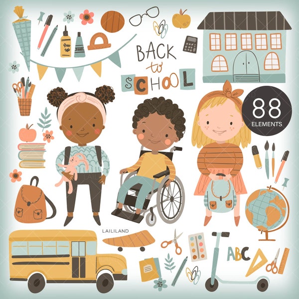 School clipart, back to school clipart, teacher clipart, school bus, school png, kids clipart, digital download, commercial use 001