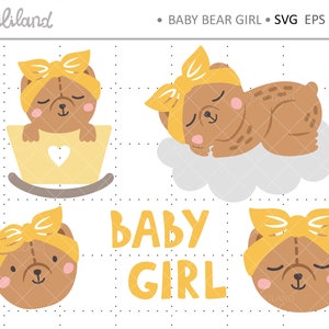 Baby bear svg, baby girl svg, teddy bear baby shower svg, bear head svg, bear face svg,baby shower svg, Personal and Commercial use 014
