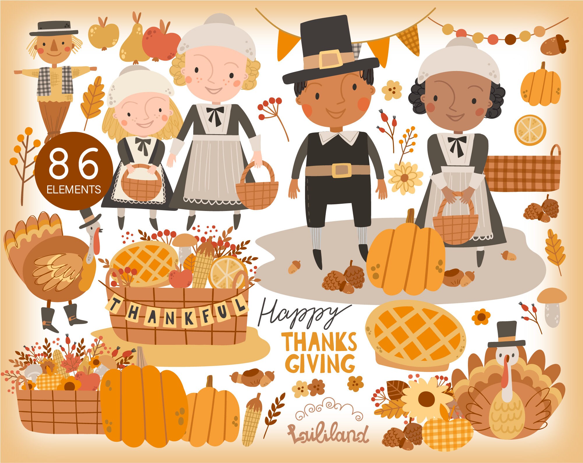 Thanksgiving Clipart Thanksgiving Turkey Png Thanksgiving - Etsy