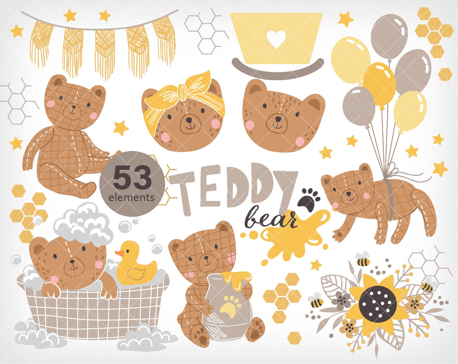 Teddy bear baby shower clipart teddy bear clipart cute baby | Etsy
