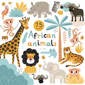 Imágenes prediseñadas de animales, imágenes prediseñadas de safari, imágenes prediseñadas de animales africanos, imágenes prediseñadas de la jungla, archivo png de animales, descarga digital, uso personal y comercial 011