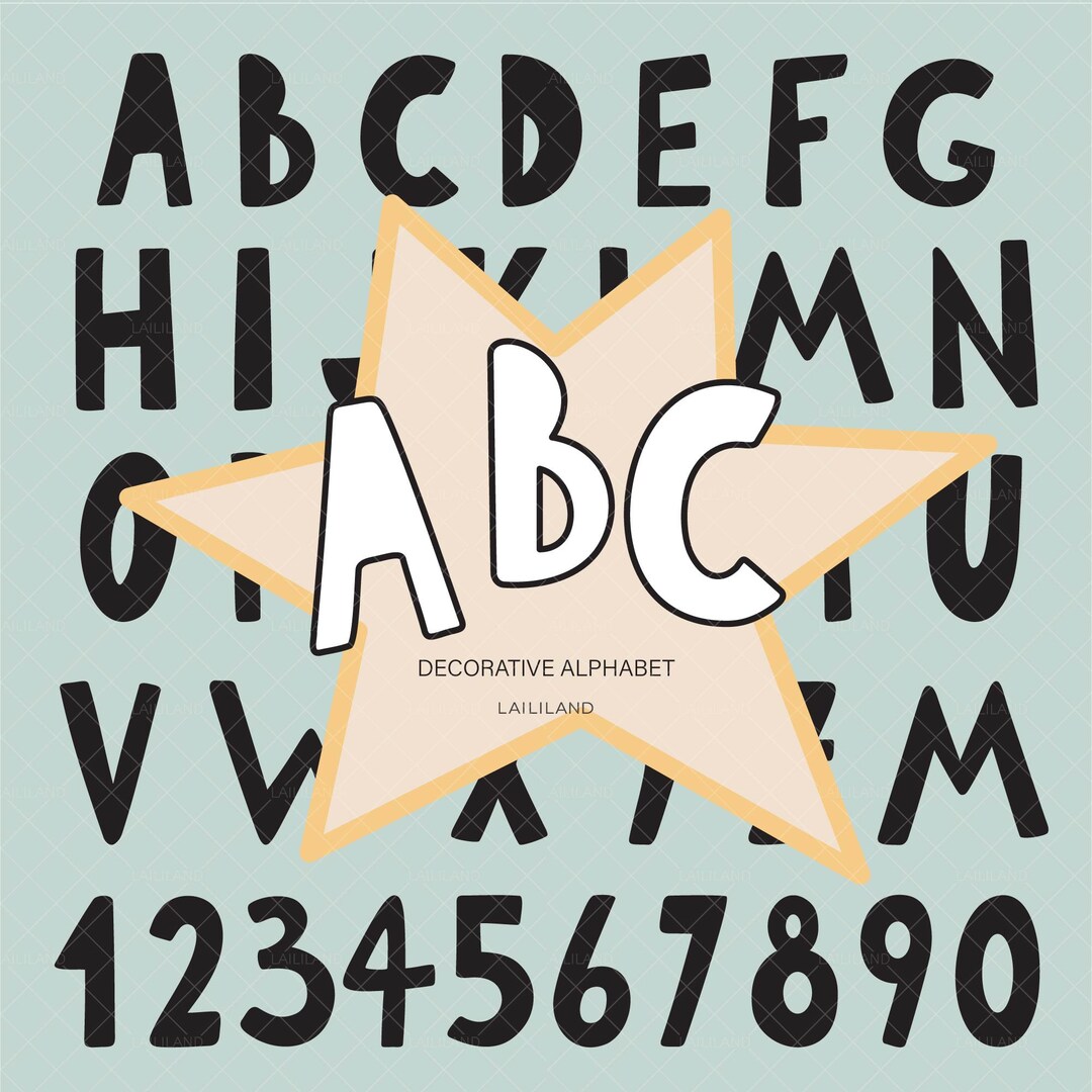Decorative Alphabet Clipart, ABC Clip Art, Alphabet Png Files, Hand