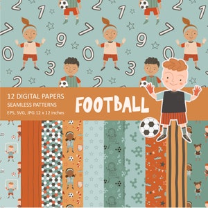 Papier numérique de football : modèle sans couture de passe-temps pour enfants (téléchargement numérique)