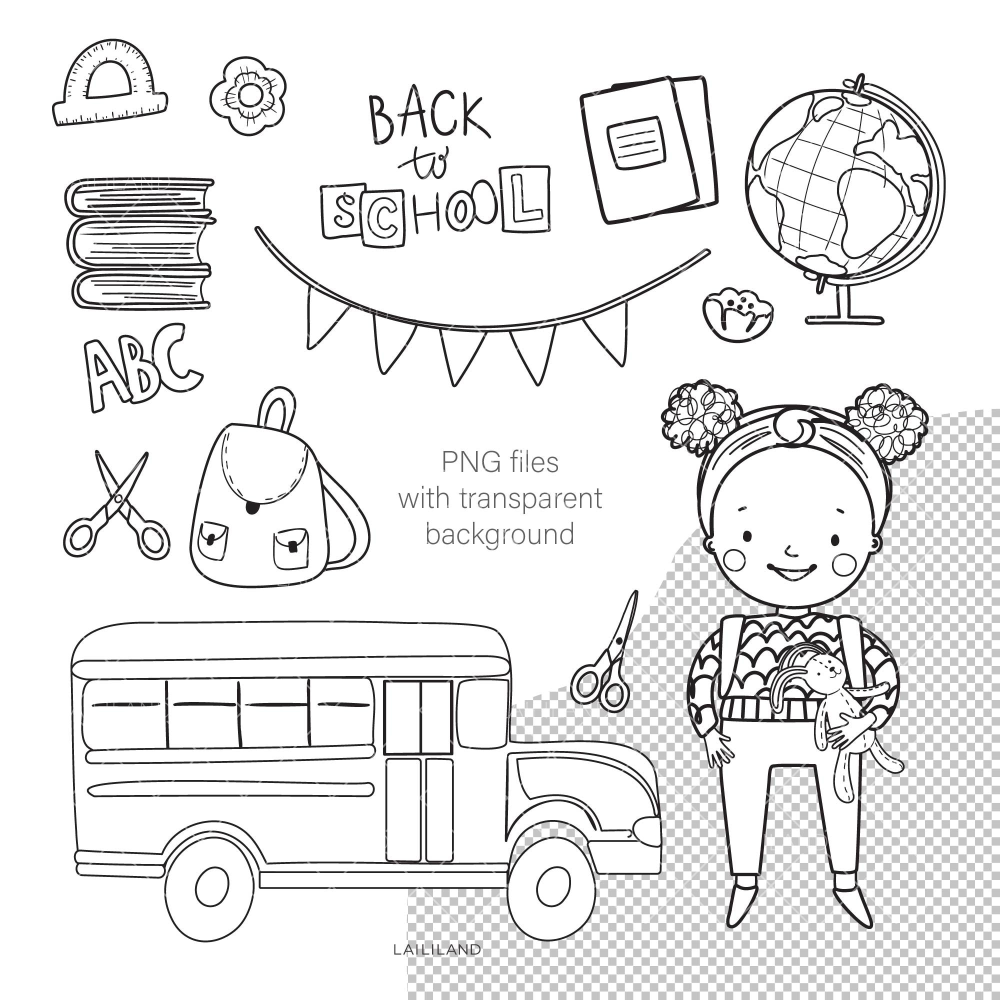 Back To School Black And White Clipart