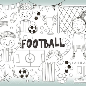 Grafika piłkarska Doodle: Czarno-biała grafika piłkarska (do pobrania w wersji cyfrowej)