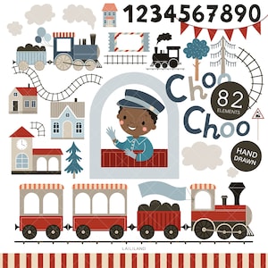Imágenes prediseñadas de tren, imágenes prediseñadas de fiesta de cumpleaños de tren, estación de tren PNG, imágenes prediseñadas de tren para niños, descarga digital, uso personal y comercial 034