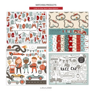 Race Car Clipart, Animal Racing Clip Art, Retro Race Car Png, Doodle ...