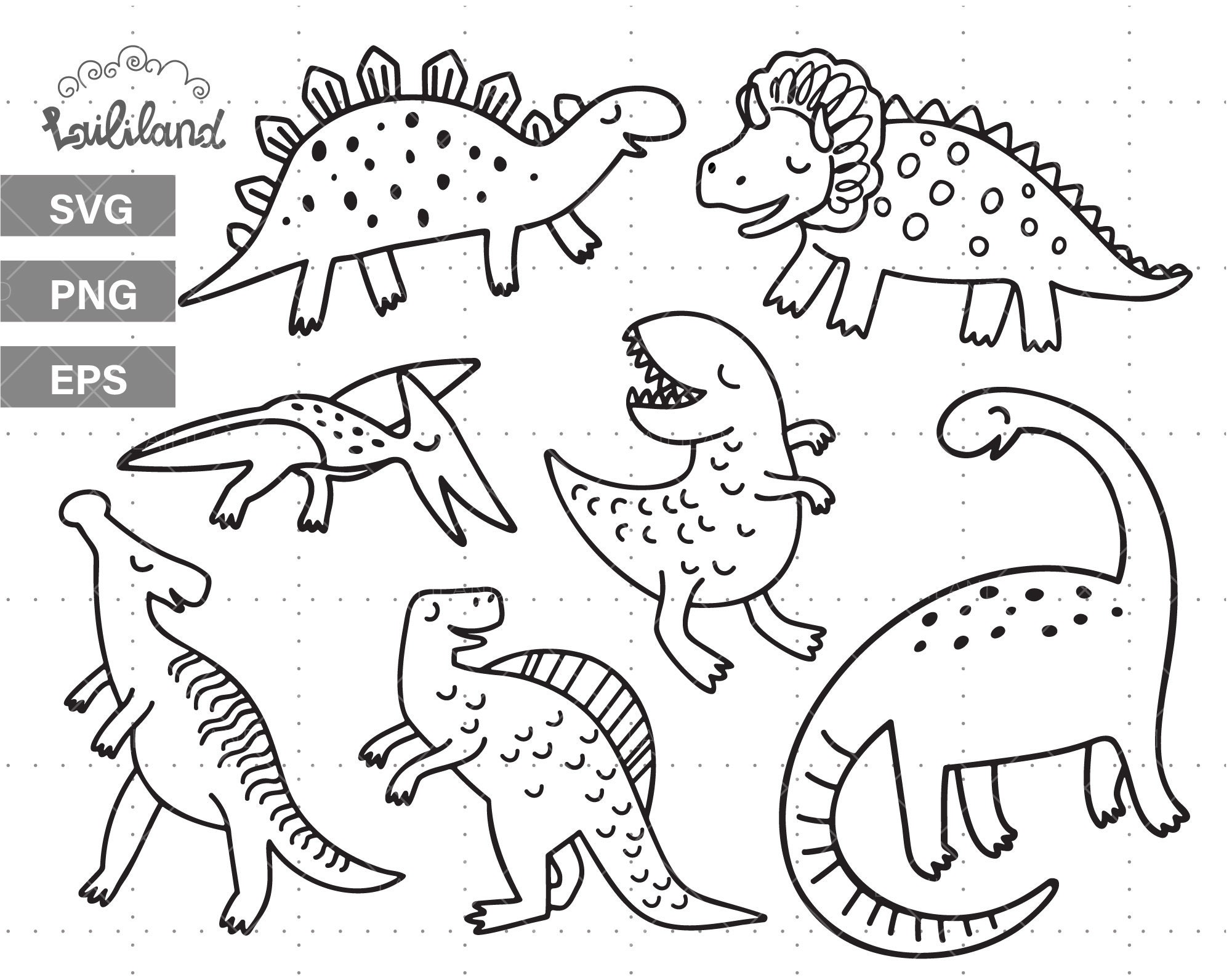 Cute Dinosaur Outline