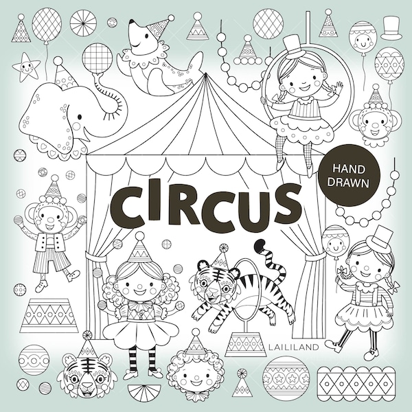 Carnival Black and White Clipart - Etsy