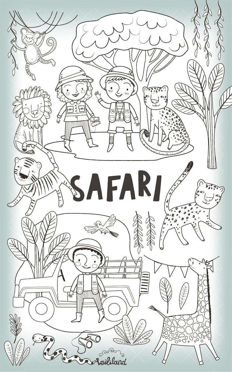 Safari Black and White Clipart Doodle Clip Art African Etsy Hong Kong