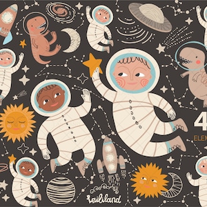 Clipart espacial, clipart de pequeño astronauta, conjunto de ilustraciones vectoriales de clipart espacial, clipart de pequeño espacio, uso personal y comercial 041
