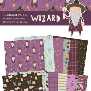 Wizard Digital Paper, Magic Seamless Pattern, Wizard Digital Background ...
