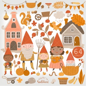 Fall Gnomes Clipart: Autumn Harvest Graphics (Digital Download)