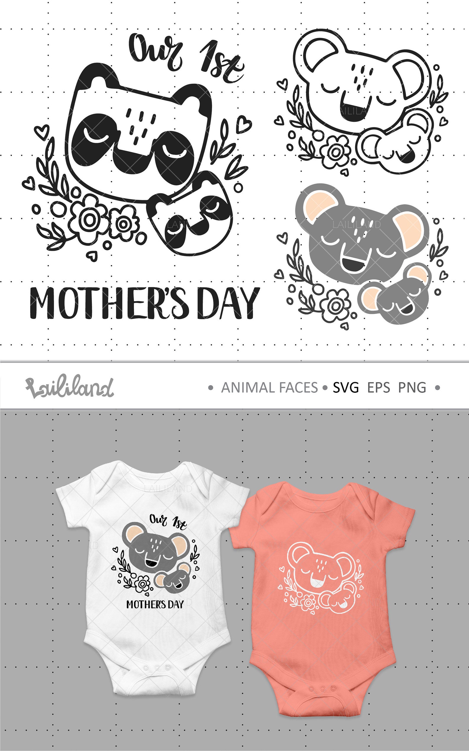 Download Our first mothers day svg Panda and baby svg Koala and ...