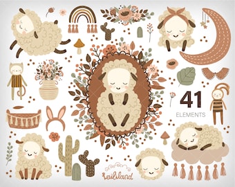 Baby Lamb Clipart: Newborn Sheep Illustrations (PNG, EPS, SVG)