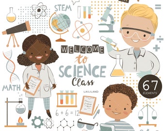 Clipart de Ciencias: Gráficos de la clase STEM (Descarga digital)