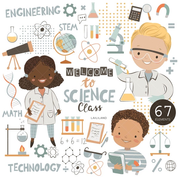 Wissenschaft Clipart, Klassenzimmer Clipart, Kinder Hobby png, Schule ClipArt, MINT-Klasse ClipArt, digitaler Download, persönliche und kommerzielle Nutzung 001