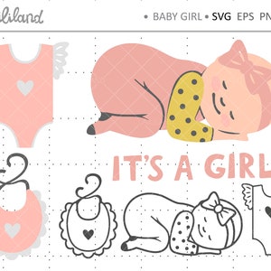 Baby girl svg, baby bib svg, baby onesie svg, its a girl svg, newborn svg,  baby svg files, baby shower svg, Personal and Commercial use 008