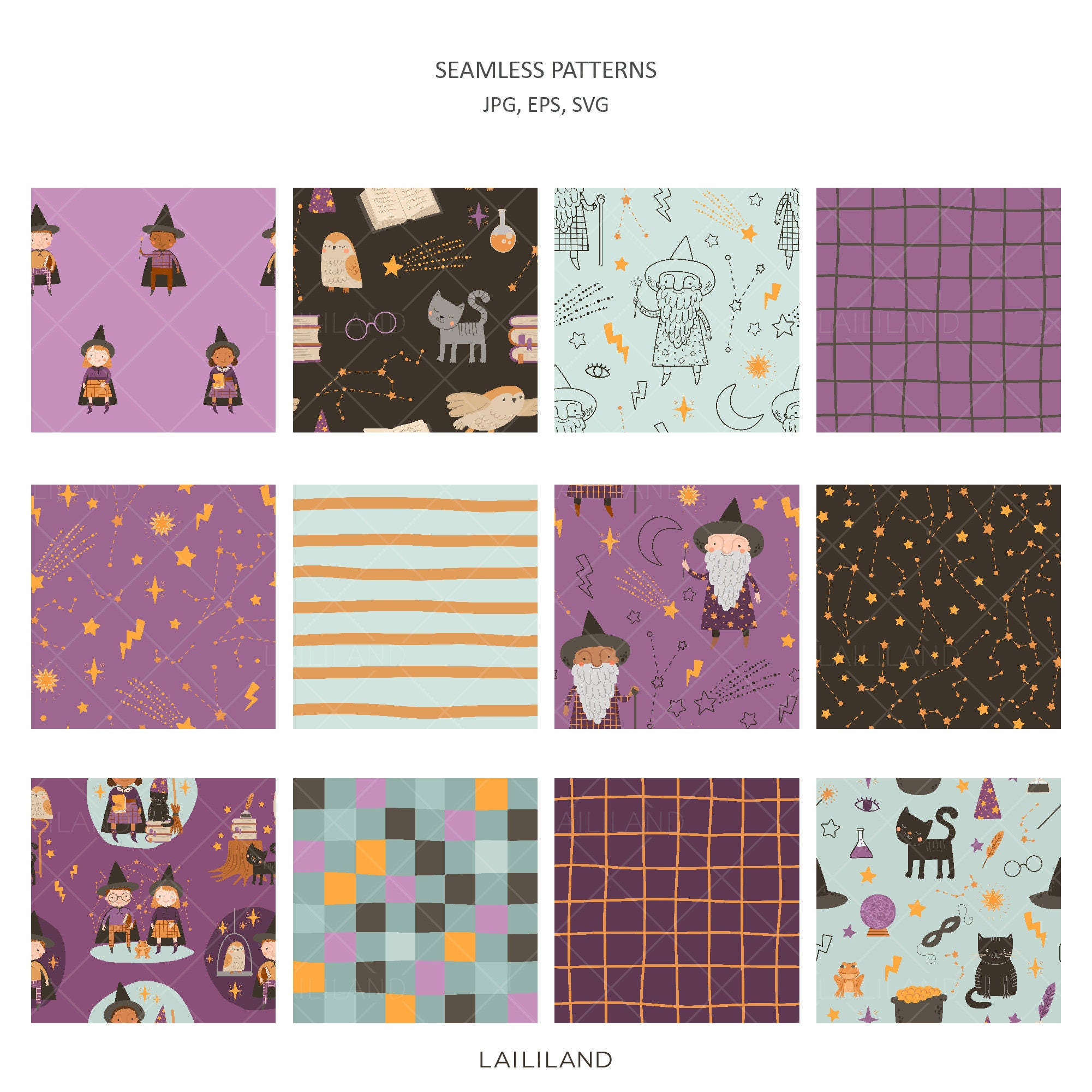 Wizard Digital Paper: Magic Seamless Pattern (digital Download) - Etsy