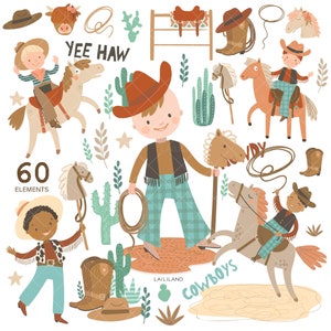 Cowboy clipart, little boy clipart, african american cowboy clipart, cowboy boots, hat png, digital download, Personal & Commercial use 006