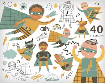 Superhero Boy Clipart: Digital Download
