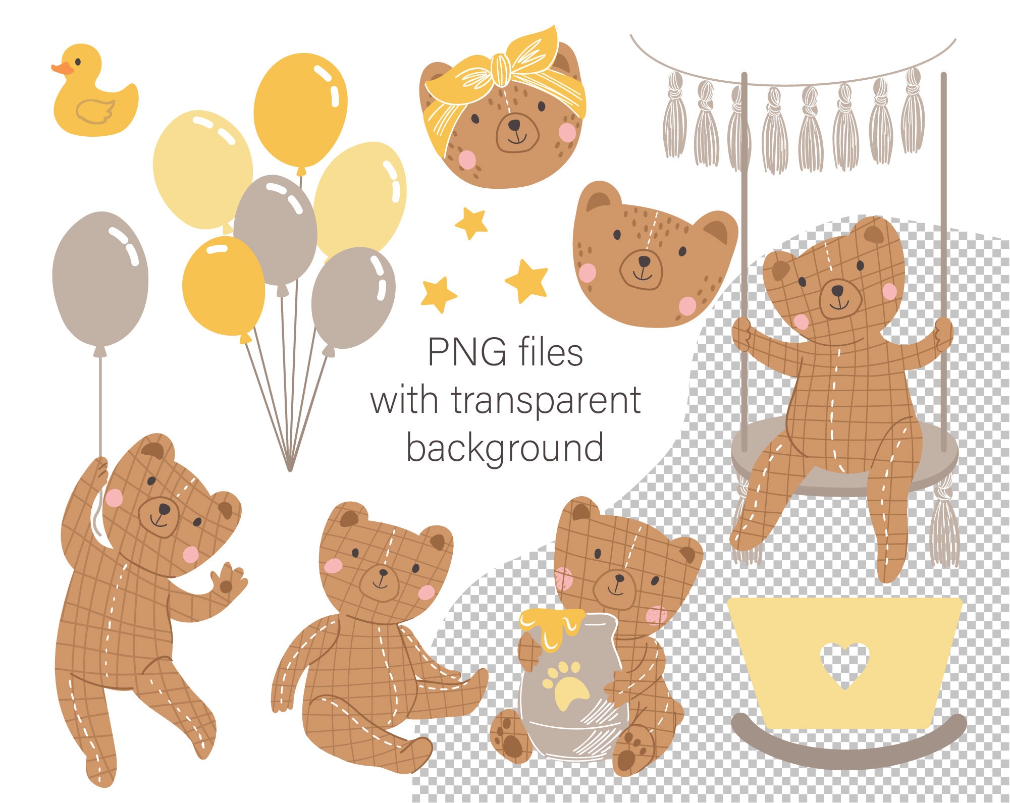 Teddy bear baby shower clipart teddy bear clipart cute baby | Etsy