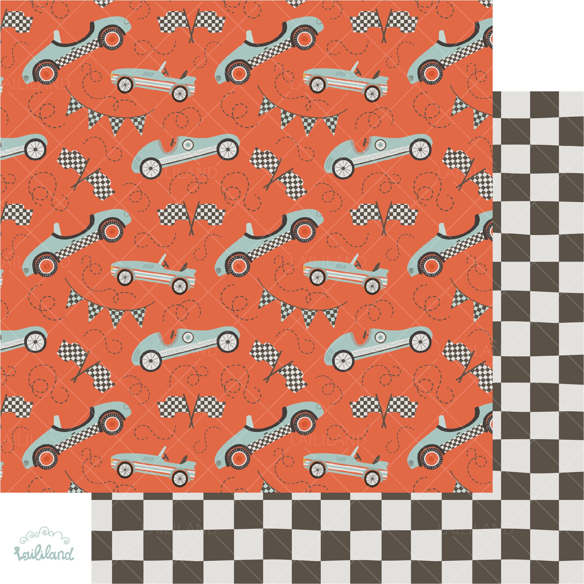 Racing Paper Pattern Race Car Digital Paper: Kids Seamless Pattern (JPG, EPS, SVG) - Etsy