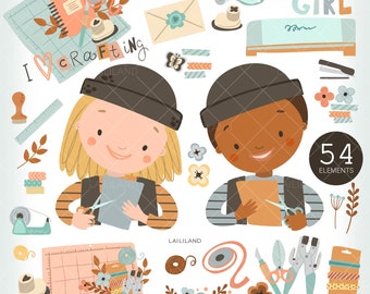 Crafting Clipart: Kids Needlework and Supplies PNG (Digital Download)
