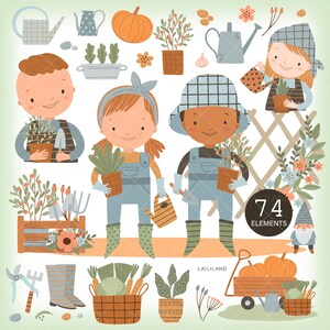 Gartenarbeit Clipart, Gartenarbeit Mädchen und Junge Png-Dateien, Kinder Clipart, Gartenarbeit Clipart, digitaler Download, persönliche kommerzielle Nutzung 001