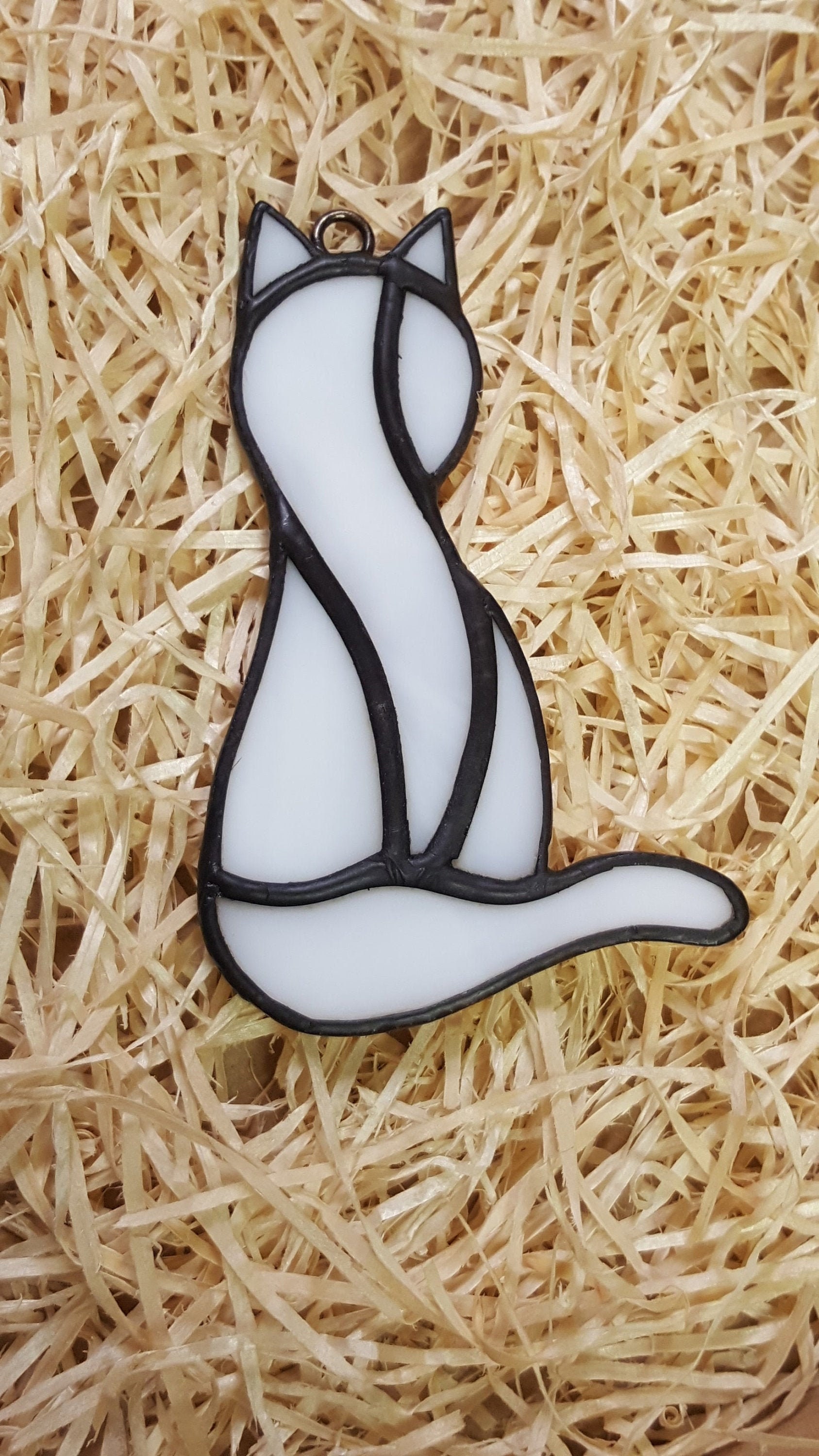 White Cat,stained Glass Cat, Cat Lovers, Decoration Glass Ornament