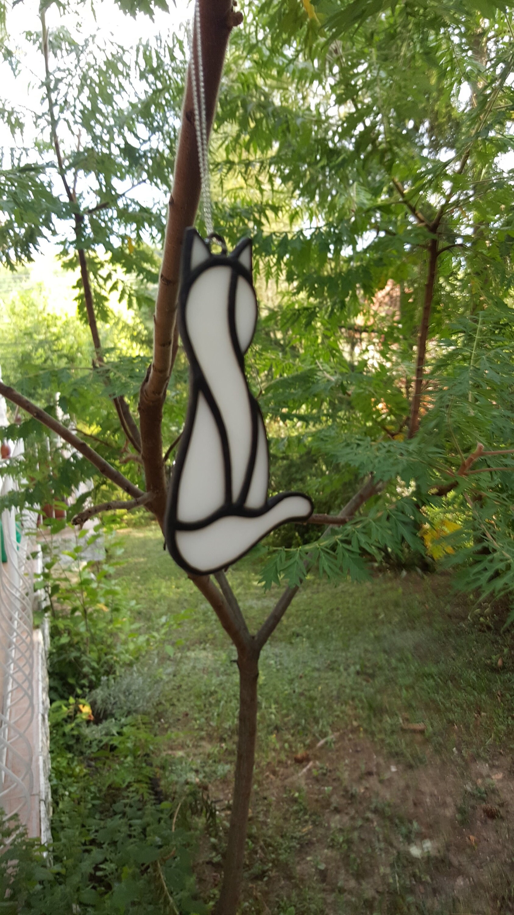 White Cat,stained Glass Cat, Cat Lovers, Decoration Glass Ornament