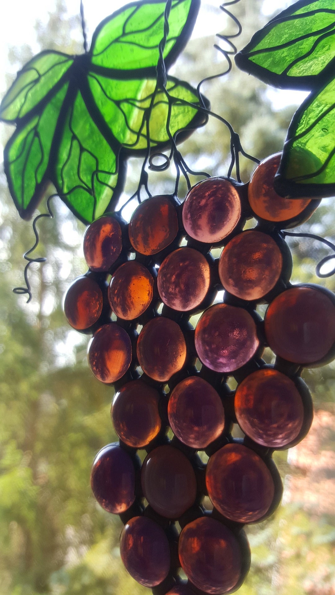 Grape Stained Glass, Purple Grape Suncatcher, Bunch of Grapes, Purple