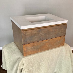 Tocador de baño flotante rústico con tapa de hormigón | Etsy