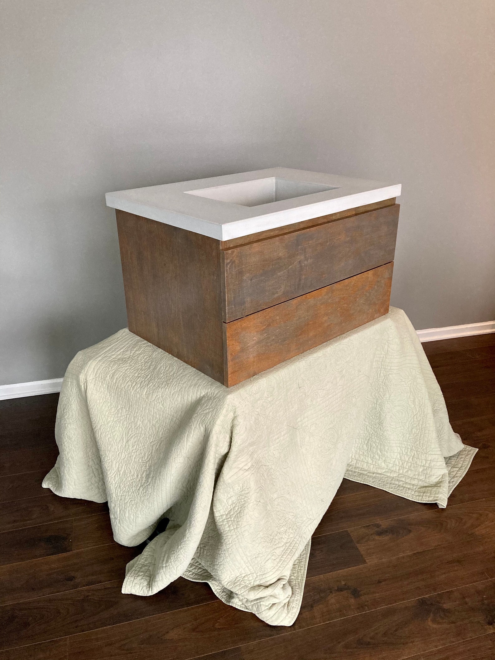 Tocador de baño flotante rústico con tapa de hormigón | Etsy