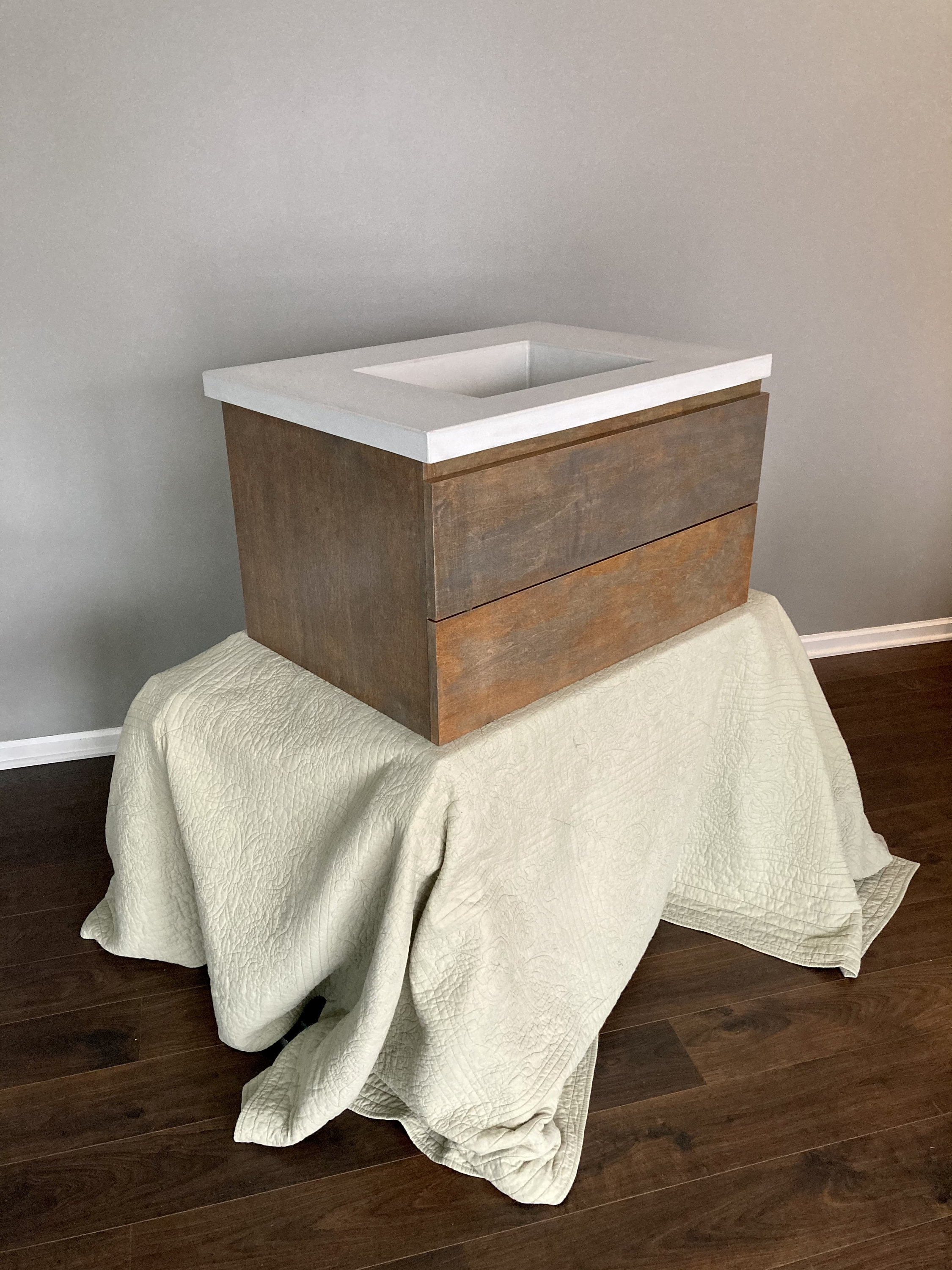 Tocador de baño flotante rústico con tapa de hormigón | Etsy