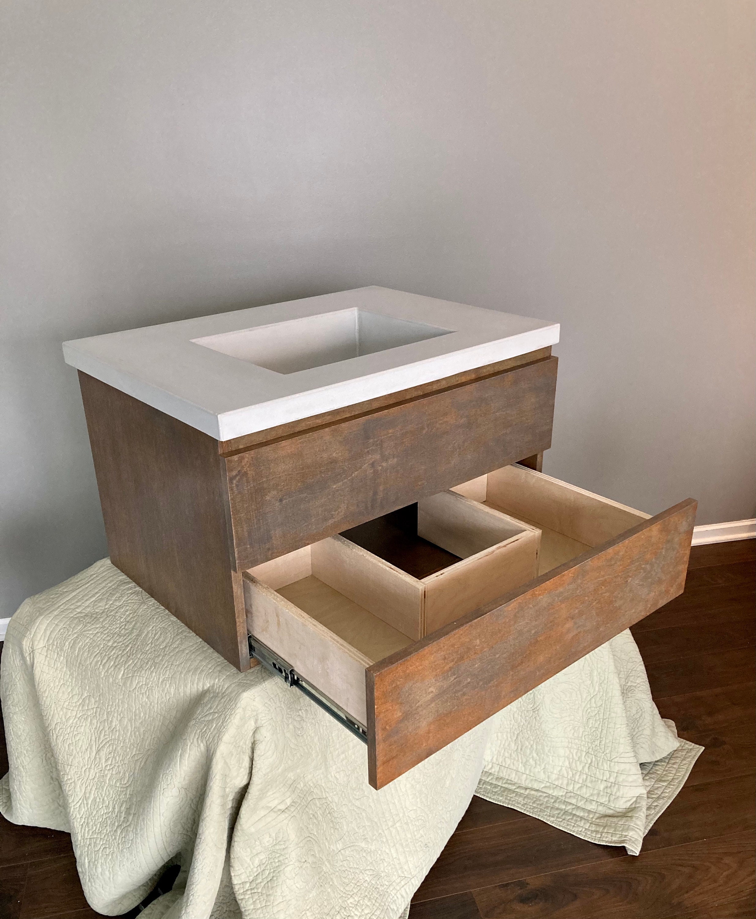 Tocador de baño flotante rústico con tapa de hormigón | Etsy