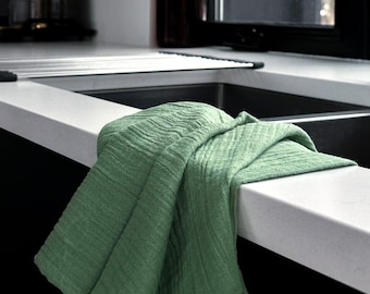 Forest Green Muslin Kitchen Towel: Lightweight Gauze Cotton Hand Towel