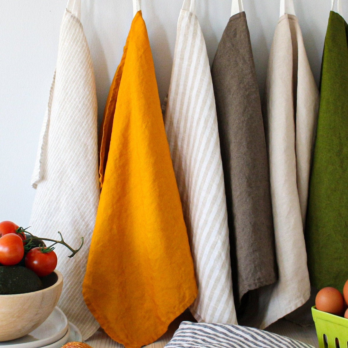 Linen Tea Towel, Set of 2 or Single, Washed Dish Towel, Hand Towel, Linen Towel With Loop, Kitchen Towel Stripe, Christmas Gift,gift for Her - Etsy